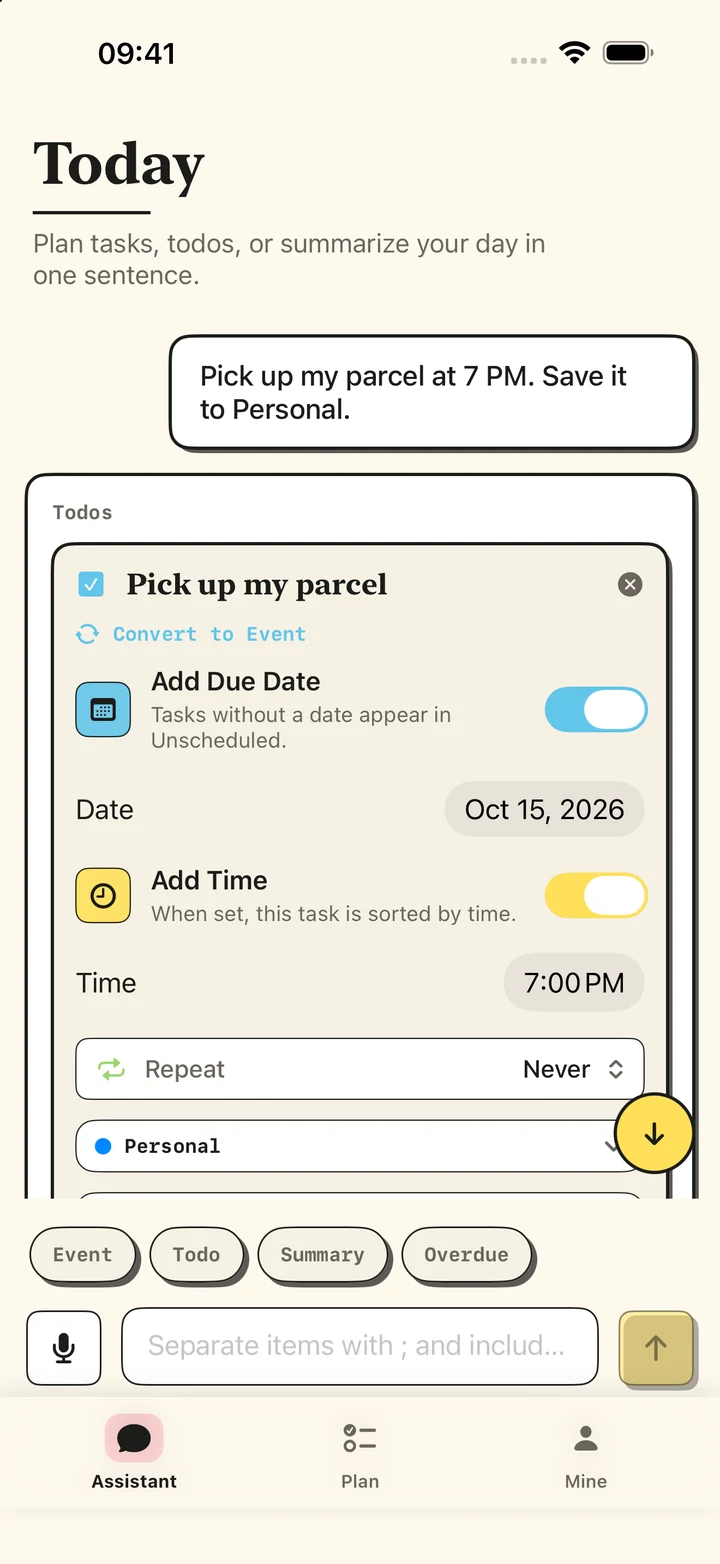 Reminder list selection before saving a todo